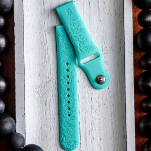 Butterfly Garden Samsung Watch Band | Floral Watch Band | Engraved Silicone Galaxy Watch Strap | Smart Watch Strap | Custom Samsung Watch