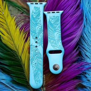 Feather Boho Engraved Custom Apple Watch Band | Series 9, 8, 7, 6, 5, 4, 3, 2, 1, ULTRA, 38MM, 40MM, 41MM, 42MM, 44MM, 45MM, 49MM