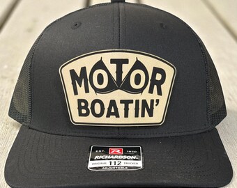 Motor Boatin' Leather Patch Hat, Funny Boating, Boat Life, Lake Day, Boater Gift, Sexual Innuendo, Boat Party, Fishing & Summer Fun