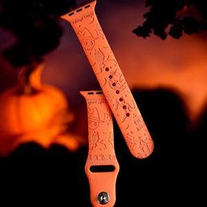 Grawerowany pasek do zegarka Apple Watch z motywem Halloween | Seria 9, 8, 7, 6, 5, 4, 3, 2, 1, ULTRA, 38 MM, 40 MM, 41 MM, 42 MM, 44 MM, 45 MM, 49 MM