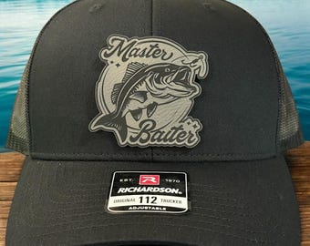 Master Baiter Fishing Hat, Funny Fishing Hat, Fishing Leather Patch Hat, Fishing Dad Gift, Funny Angler Hat, Fisherman Gift, Trucker Hat