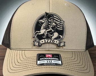 1776 Patriotic Leather Patch Hat, American History Trucker Hat, USA Hat, American Pride Hat, Fourth of July Hat, Patriotic Gift