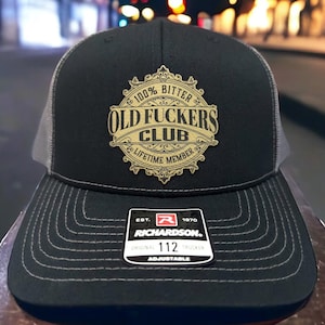 Casquette trucker avec écusson en cuir Old Fuckers Club - Cadeau pour papa amusant