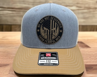 We The People Leather Patch Trucker Hat - Richardson 112 or Flexfit