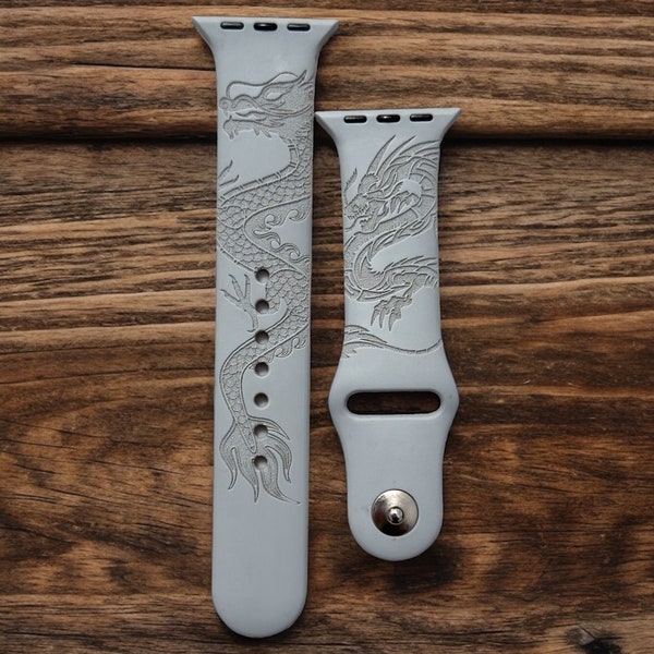 Chinese Dragon Engraved Apple Watch Band | Series 9, 8, 7, 6, 5, 4, 3, 2, 1, ULTRA, 38MM, 40MM, 41MM, 42MM, 44MM, 45MM, 49MM