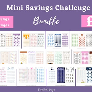 UK Savings Challenge Tracker Bundle PRINTABLE | Personal Finance, 5 10 15 20 Pounds,500 1K 2K 3K A6 Cash binder Envelope Saving cash tracker