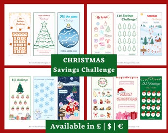 Christmas Savings Challenge Printable Bundle, Holiday Budget (PDF) | A6