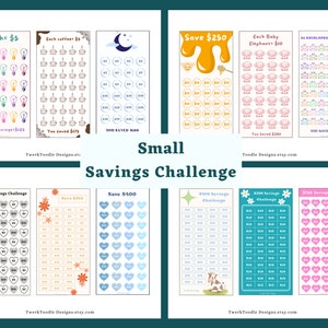 A6 Mini Savings Challenge Bundle IMPRIMIBLE, 1 2 3 5 10 15 dólares Rastreador de efectivo de ahorro, Finanzas personales, Fondo de ahorro de 6x3,5 pulgadas, Relleno de efectivo