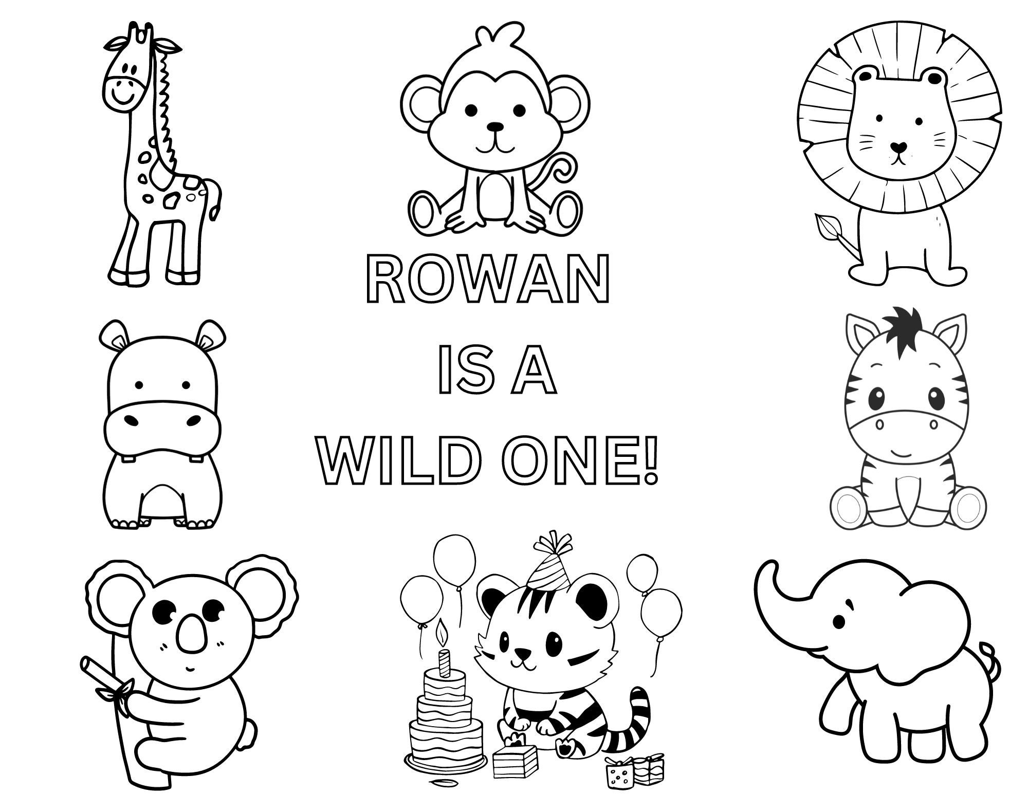 Editable Coloring Page for Wild One Birthday Editable - Etsy México