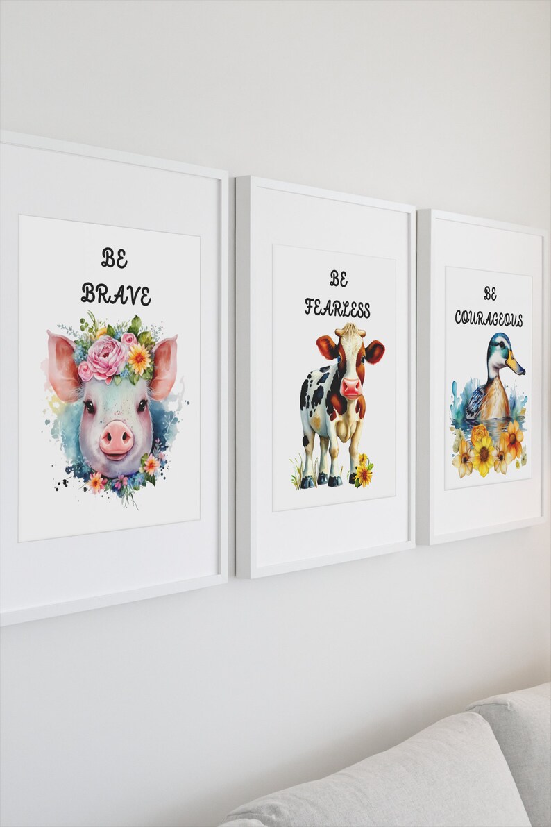 Farm Animals Wall Art Farm Animals Wall Decor Farm Animals Etsy
