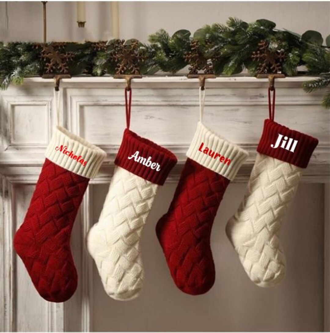 18 In. Large Size Christmas Stocking, Personalized, Christmas, Knitted