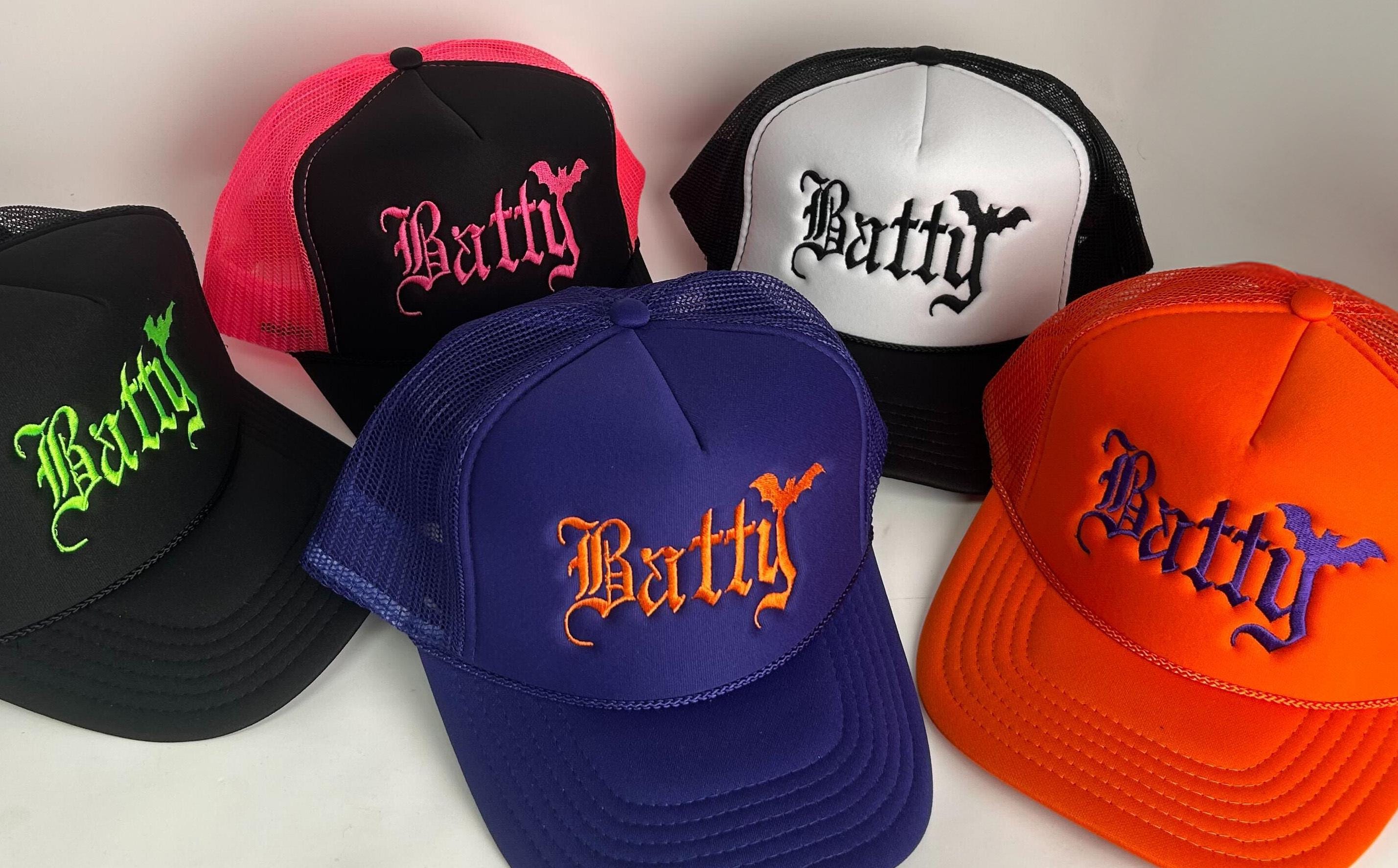 Batty Gothic Trucker Hat – High Crown Mesh Snapback Cap With ...