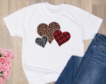 Heart Pattern Valentine Unisex Tee - White, USA Made, Soft 100% Cotton T-shirt, Valentine's Day Gift