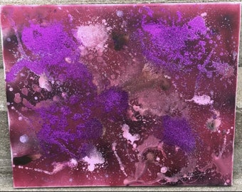 Purple Rain abstract glitter painting original acrylic 16x20 abstract