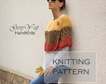 Chunky knit poncho pattern - Winter poncho pattern for women - Easy knit pattern - Beginner Pattern-Instant Downloads-knitting pattern