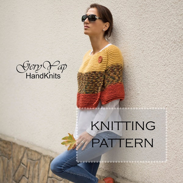 Chunky knit poncho pattern - Winter poncho pattern for women - Easy knit pattern - Beginner Pattern-Instant Downloads-knitting pattern