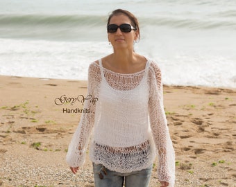 Jeans Blue Summer Shrug Plus Size Bolero Hand Knit Crochet