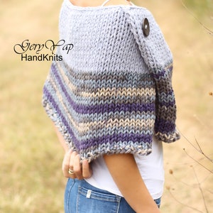 Wool poncho cape Pattern Winter poncho pattern for women Easy to knit pattern Beginner Pattern Instant Download knitting pattern image 5