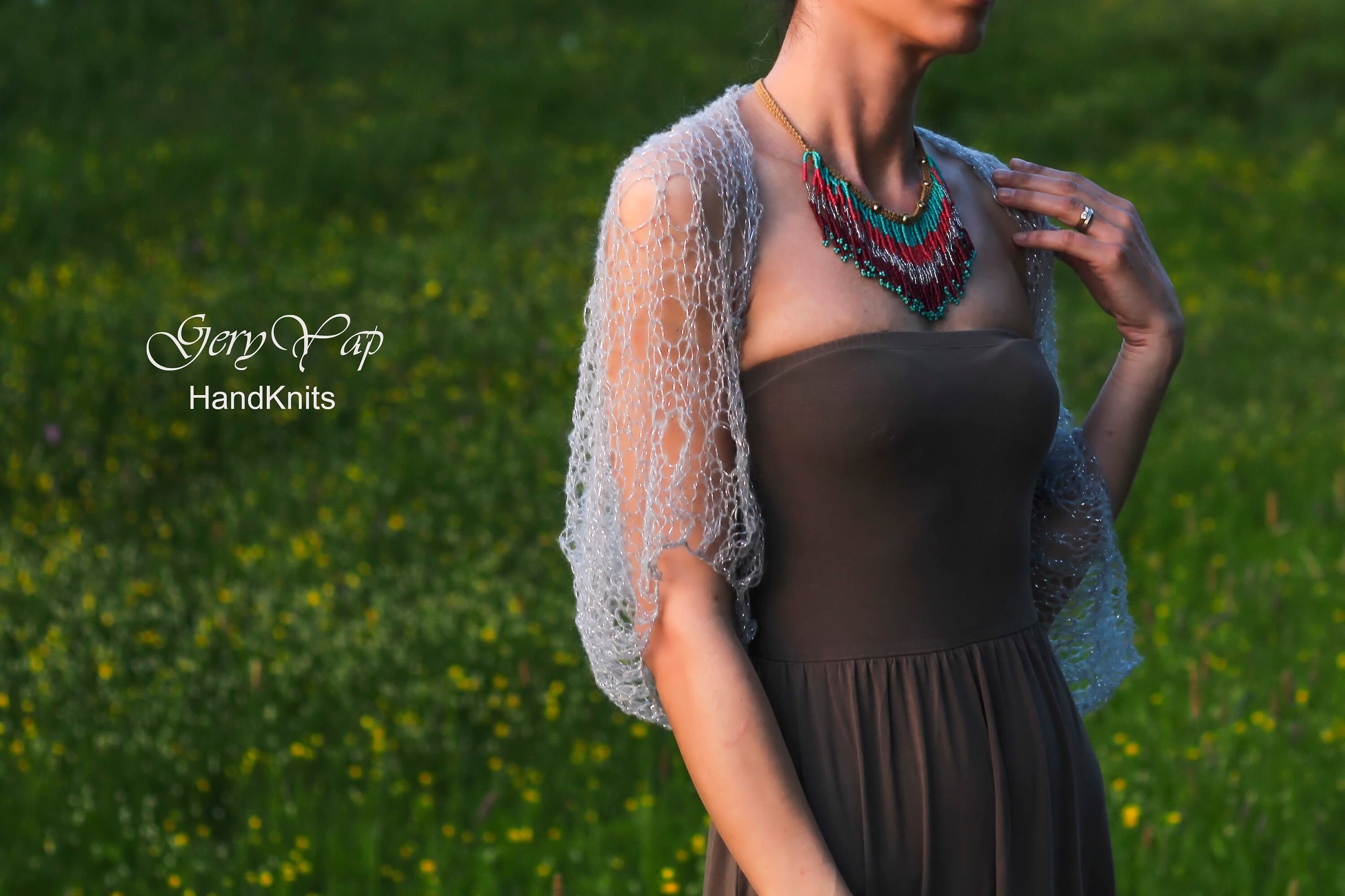 Hand Knit Bolero Shrug Silver Gray Kid Mohair Hand Made Bolero Etsy