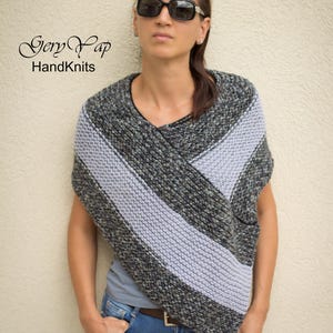 Poncho for women - Hand knit wool poncho - Hand made wool cape - Gift for her - Women coverup -  Sustainable fashion -