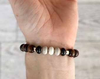 Lava Stone Diffuser Bracelet, Wood Bead Aromatherapy Jewelry