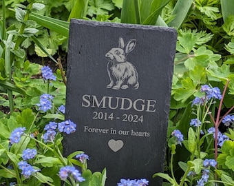 Placa conmemorativa de pizarra de conejo personalizada, monumento para mascotas, marcador de tumba, lápida para mascotas, placa grabada, monumento grabado para mascotas