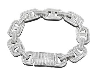 Anchor Mariner Bracelet Sterling Silver 925 White Gold Plated