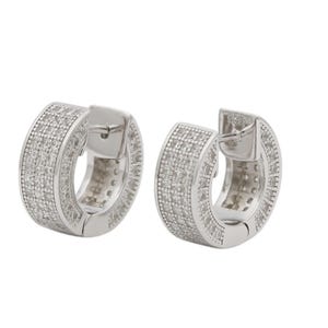 Iced Out Hoop Earrings Cubic Zirconia Huggie Cartilage Cuff Hypoallergenic white Gold Plated Luxury Fashion Round Earrings For Men Women