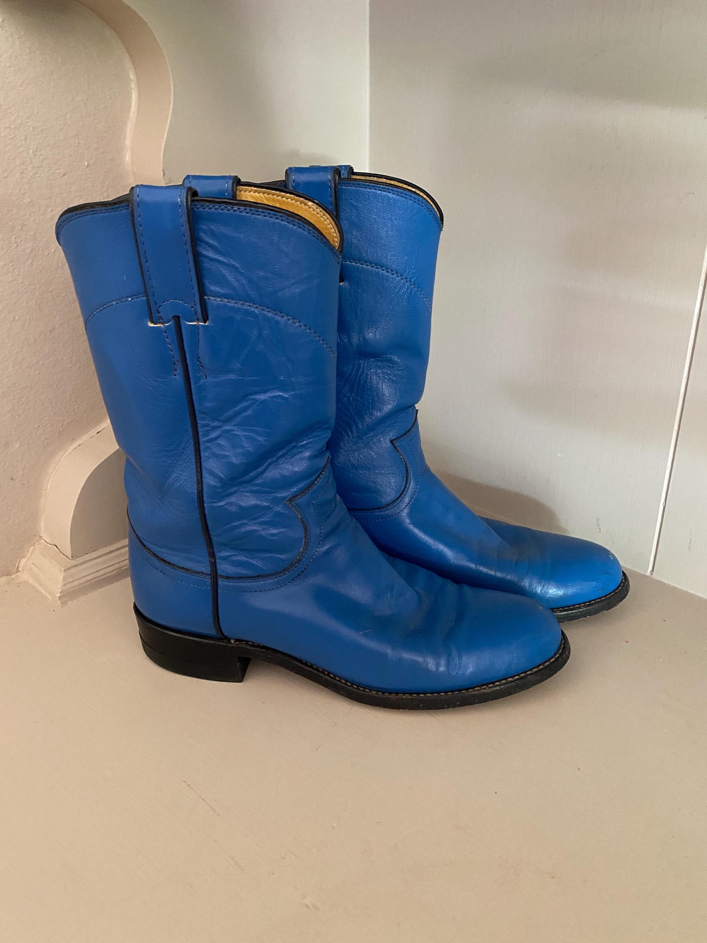 Vintage Blue Women's Justin Ropers Western Cowboy Boots Size 5.5B