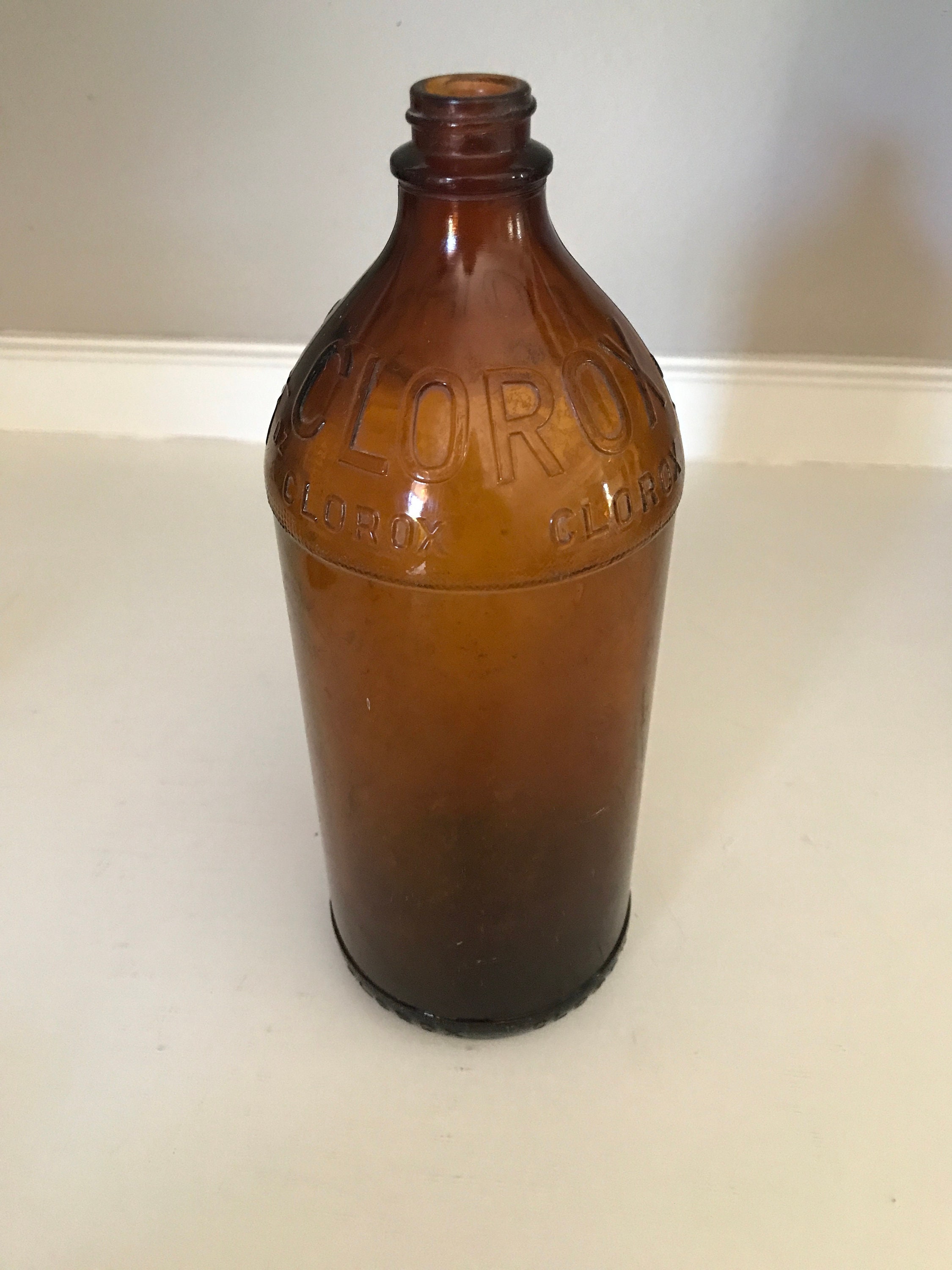 Vintage Brown Amber Glass Clorox Bottle Etsy