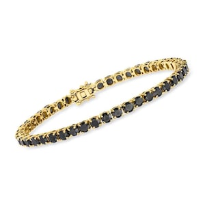 Black Onyx Dainty Bracelet Gold Plated Sterling Silver Tennis Bracelet: