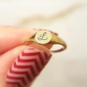 Personalized Sterling Silver Initial Signet Ring - Stackable