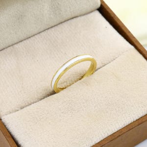 White Enamel Sterling Silver Band Ring - 2.50mm Stacking Wedding Band