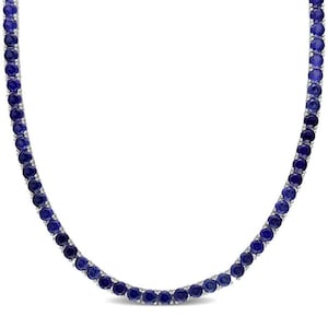 Colar de tênis Dainty Lab Blue Sapphire: Prata de lei