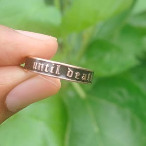 4mm Wide Til Death Ring Black Enamel Sterling Silver Stacking Ring
