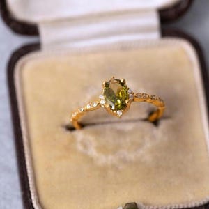 14K Gold Peridot Ring: August Birthstone, Sterling Silver Band