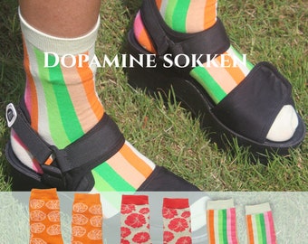 Dopamine dressing socks, colourful socks for summer, gift idea socks.