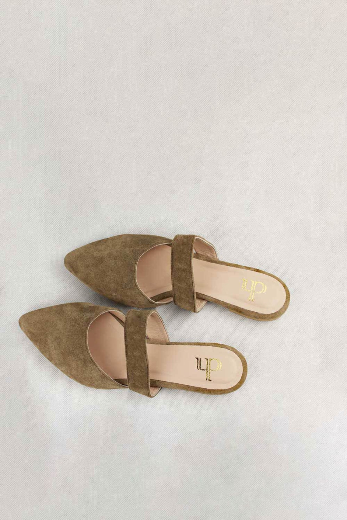 tan slip on mules