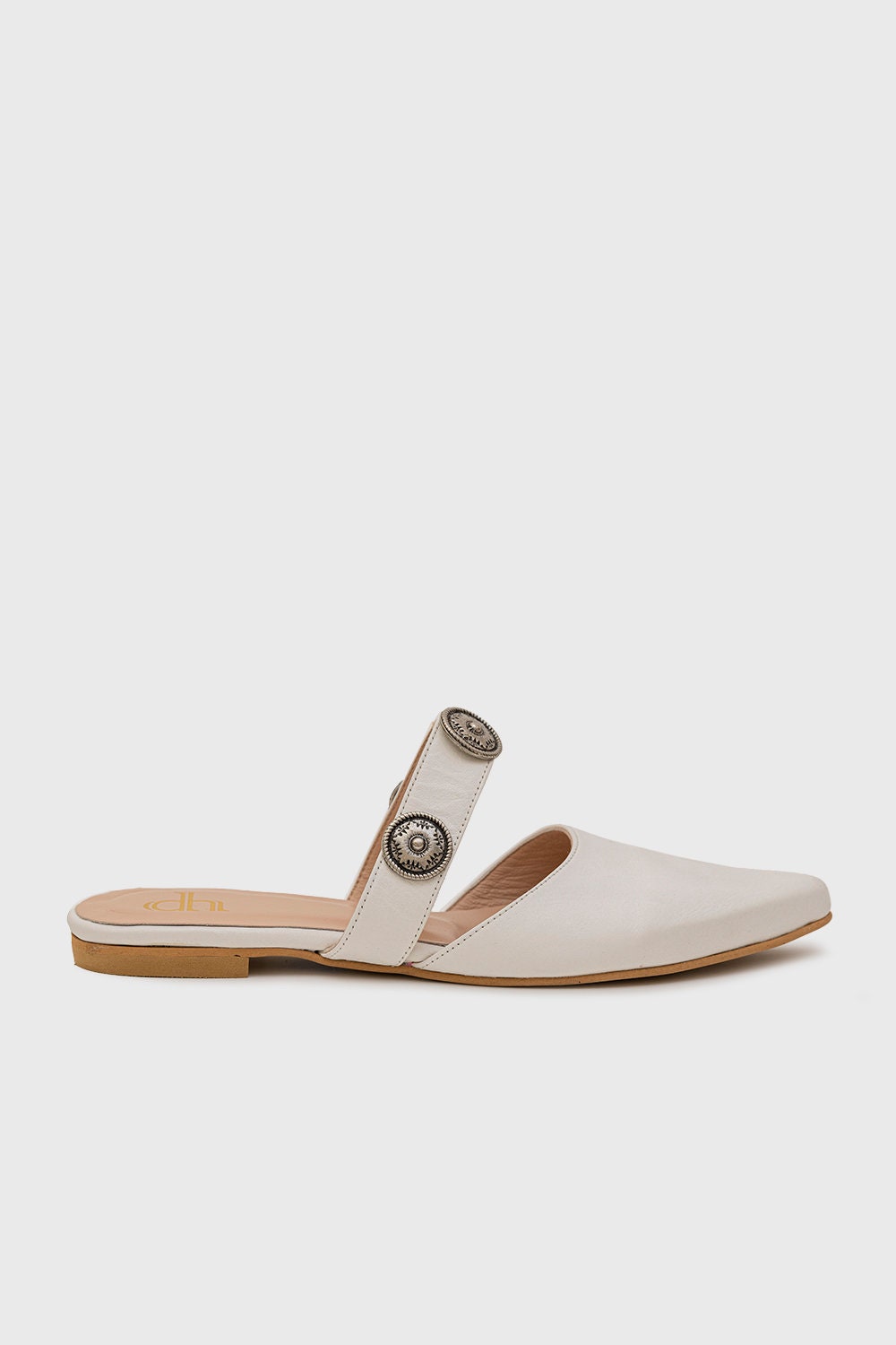 white pointed mule