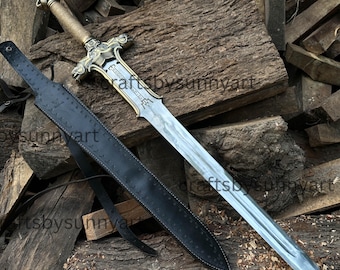 Ręcznie wykonana replika miecza Atlantów ze stali nierdzewnej | Rekwizyt Fantasy Warrior (długość 102 cm)