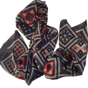 Pure silk  printed scarf, long silk scarf reversible ,