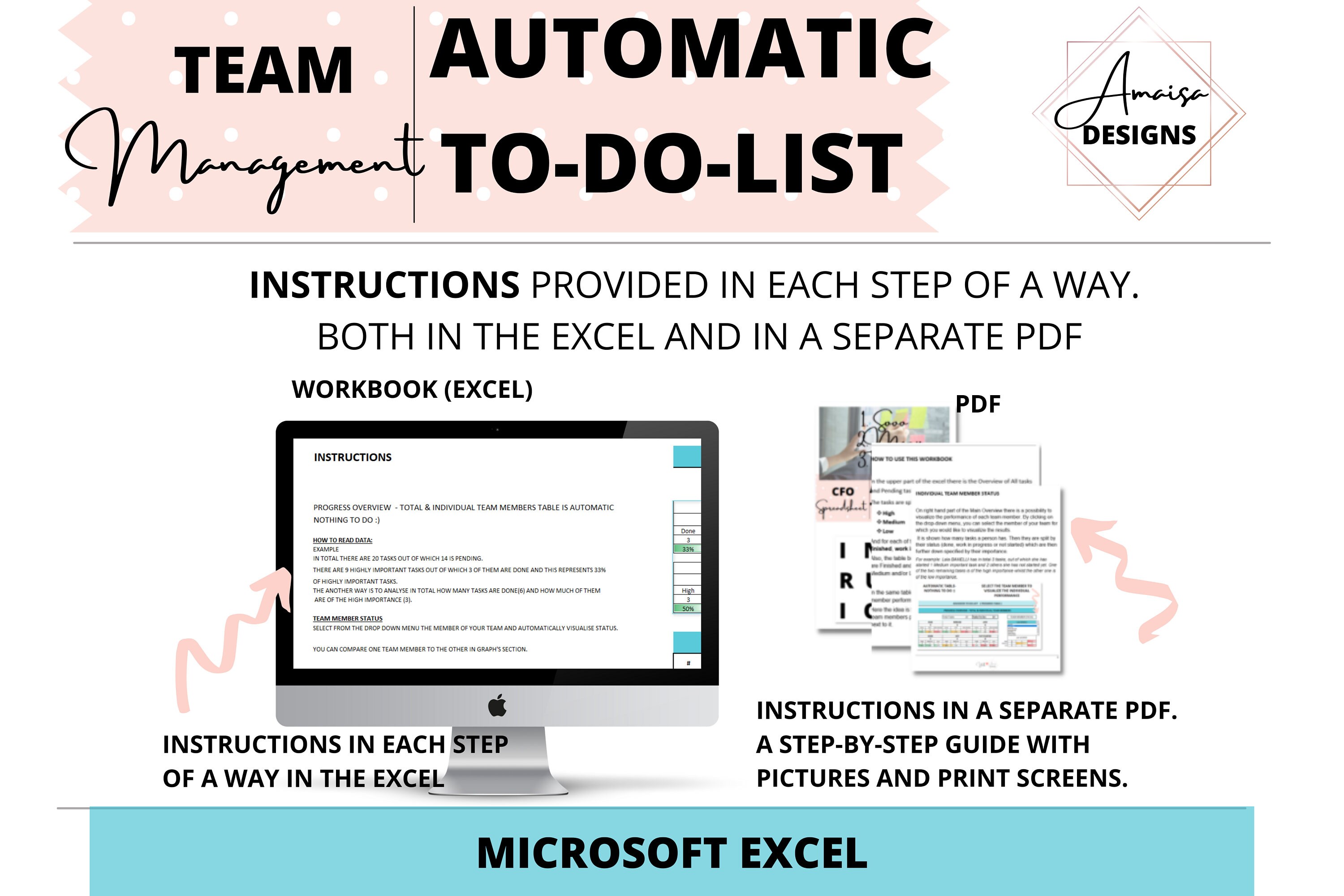Management Tasks Tracker Planner | Excel to Do List | Excel Task ...