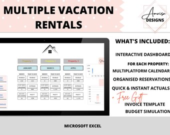Multiple vacation rental properties bundle | Three rentals revenue and reservations tracking