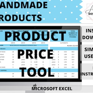 Blue product price tool template for handmade products | Product pricing calculator