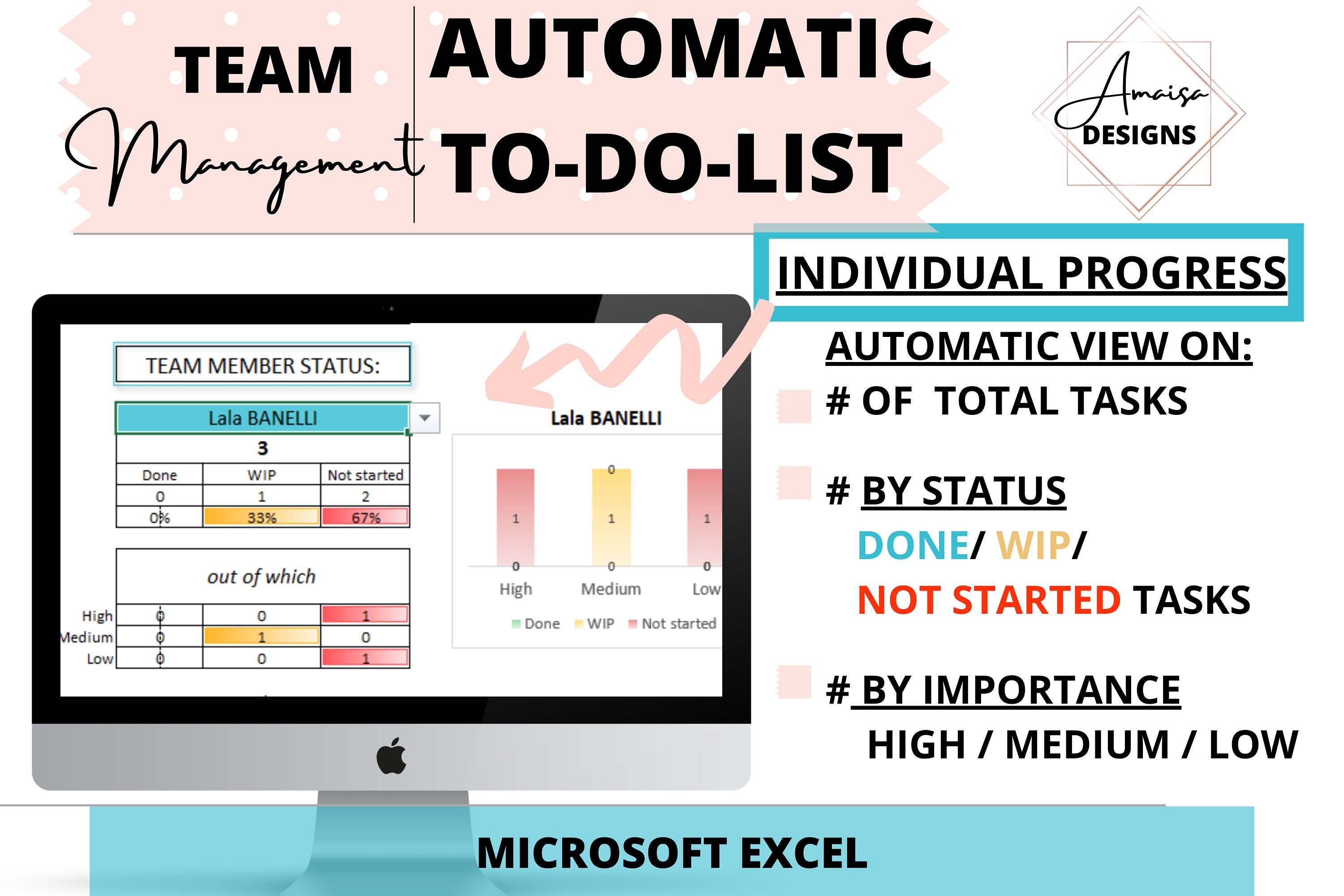 Management Tasks Tracker Planner | Excel to Do List | Excel Task ...