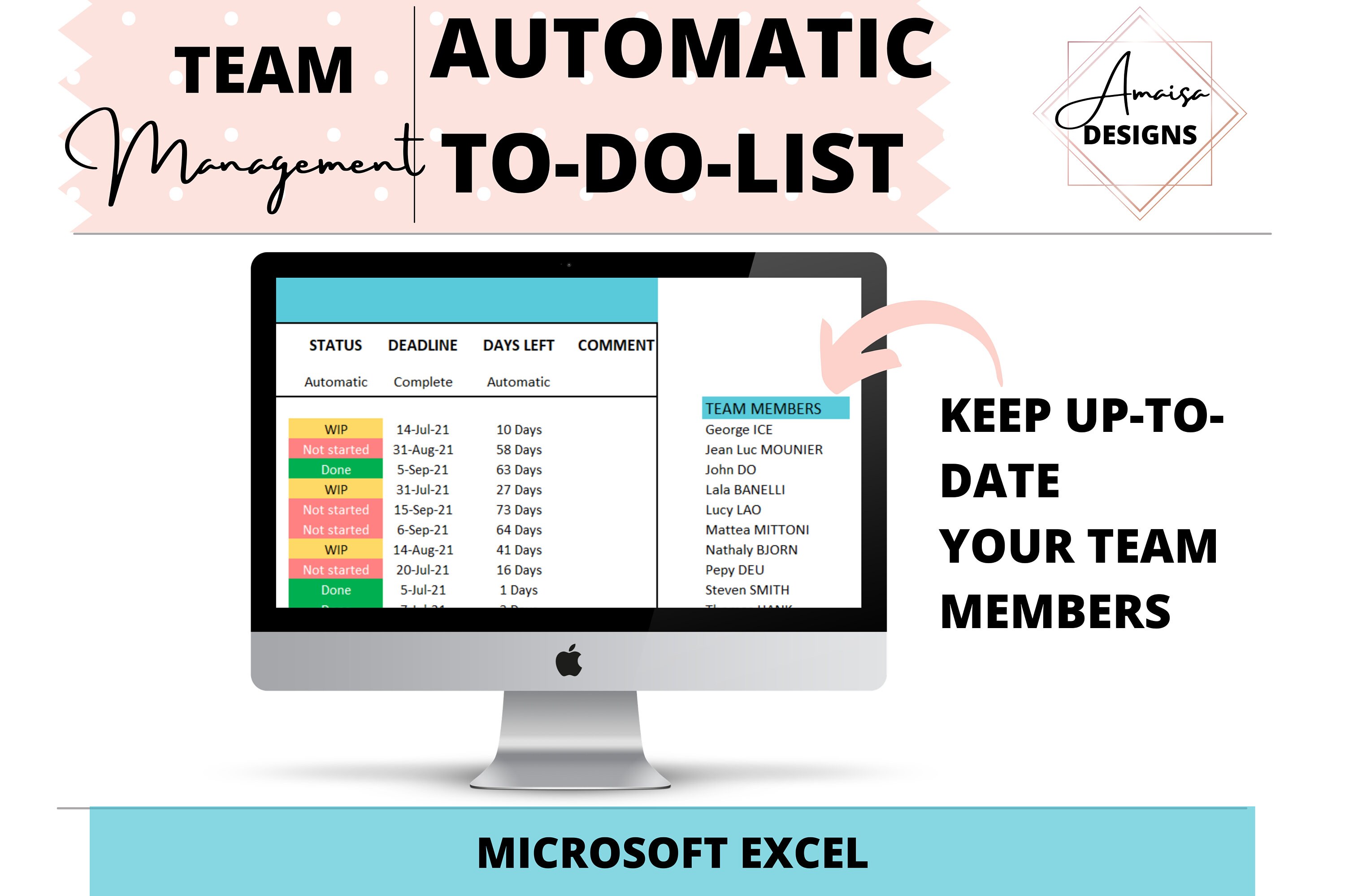 Management Tasks Tracker Planner | Excel to Do List | Excel Task ...