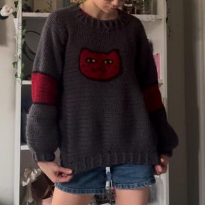 Marceline Cat-trui voor avonturentijd | digitaal pdf-haakpatroon | geïnspireerd door marceline de vampierkoningin | cartoon-cosplay-trui