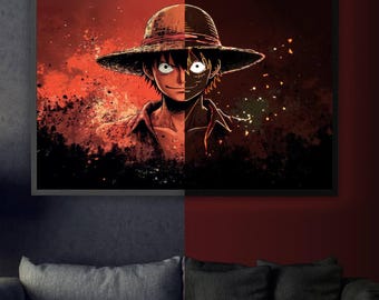 LED Light Canvas – ANIME Hero | Glowing Anime Wall Art | Pirate Anime Decor | Hero LED Painting | Gift for Him | Anime Styled Light Painting