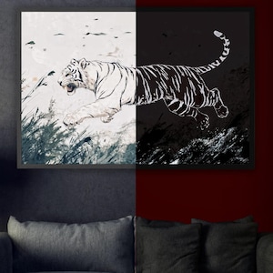 LED Light Canvas – TIGER | Glowing Tiger Wall Art | Living Room Wall Art| Animal LED Painting | Wildlife Canvas Light Painting | Light Decor