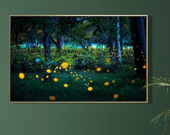 Illuminated Night Fireflies LED Canvas Wireless and rechargeable Canvas Picture Light Up Forest Glowing Fireflies Decoration Night Light